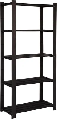 Immagine prodotto di STOLMAK Nero Libreria Scaffale in Legno di Pino Massello 80x170x38 cm Scaffale da Parete Decorativo 5 Ripiani Scaffale