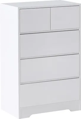 Produktbild von BELIANI Kommode Weiß MDF mit 5 Schubladen Ohne Griffe Modern Skandi Wohnzimmer Schlafzimmer Mehrzweckschrank