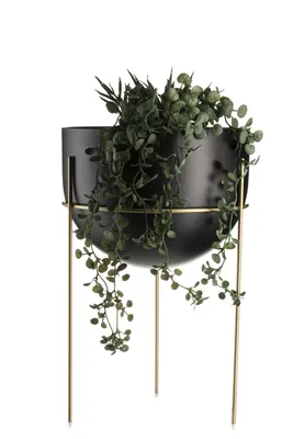 Zdjęcie produktu dla HowHomely stojak na kwiaty z donicą 43x28x28 cm czarno-złota metalowa dekoracja loftowa