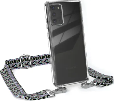 Produktbild von EAZY CASE Handykette - Verstellbarer Trageriemen kompatibel mit Samsung Galaxy Note 20 / Note 20 5G, Handykordel mit transparenter Silikon-Hülle, Band in Lila