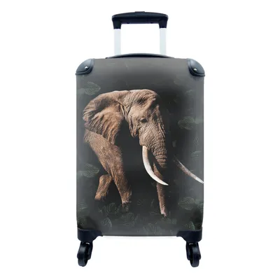 Produktbild von MuchoWow® Koffer Handgepäck Trolley Rollkoffer Kleine Reisekoffer mit 4 Rollen - Elefant - Dschungel - Schwarz - Cabin Size < 55x40x23 cm & 55x40x20 cm - Fotokoffer - Kabinenkoffer - Boardgepäck - Reise-Box - Reisekoffer - Reisegepäck - Koffer mit Bild - Trolley für Kinder
