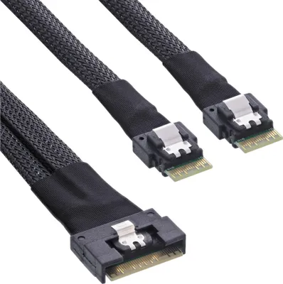 Immagine prodotto di Cavo SAS InLine® Slim, SFF-8654 8i zu 2x SFF-8654 4i, 0,75 m