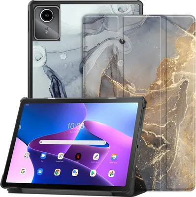 Produktbild von Schutzhülle für Lenovo Tab M11 11" (2024) Hülle TB-330FU TB-330XU Smart Cover Case Schutz Hülle Etui Standfunktion Wake Up & Sleep - Grau Marmor