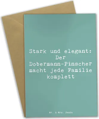 Produktbild von Mr. & Mrs. Panda Grußkarte Spruch Dobermann Pinscher - Meeresbrise - Geschenk, loyaler Freund, weihnachtskarten, Hunderasse, treuer Begleiter, Hunderassen, vatertagskarte
