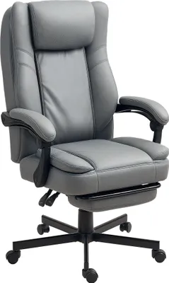 Produktbild von Bürostuhl mit Massagefunktion, höhenverstellbarer Schreibtischstuhl mit neigbarer Rückenlehne, gepolstert, rollbar, Grau