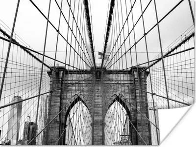 Produktbild von MuchoWow® Poster Brücke - Architektur - Schwarz - Weiß - USA 120x90 cm - Wandbild