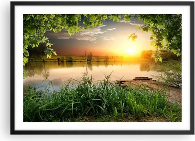 Produktbild von Gerahmtes Poster - Schwarzer Rahmen - Brücke See - 70x50 cm - Wand Bild - Wanddeko - Wandbilder - Kunstposter - Wandposter - Bilderrahmen - Bilder - Kunstdruck - Wandbild - P2BAA70x50-3914