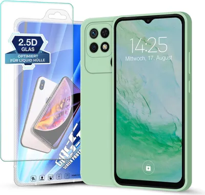 Produktbild von Hülle für Xiaomi Redmi 10C mit 9H Displayglas Displayschutz Case Cover Bumper Silikon Softgrip Schutzhülle Farbe: Türkis