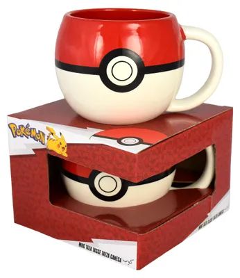 Produktbild von Pokemon 3D Tasse - Pokeball Kaffeetasse Becher Kaffeebecher aus Keramik 430 ml Weiß/Rot