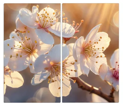 Produktbild von Spritzschutz Herdabdeckplatte Schneidebrett aus Glas Blumen im Sonnenlicht 2-Teilig (60x52cm)