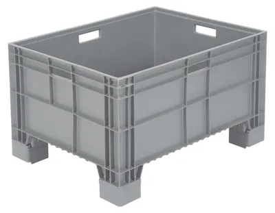 Produktbild von Povag Eurobox 80x60x47 cm, Eurobehälter, Palettenbox, Stapelbox mit Füßen, Grau