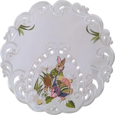 Image de Serviette, serviette de Pâques, brodée, lapin de Pâques et œufs de Pâques, 40 cm