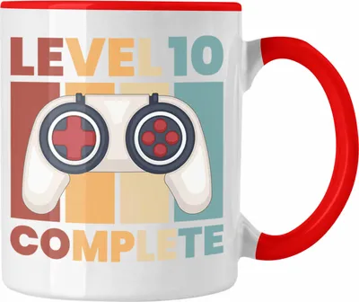 Produktbild von Trendation - 10. Geburtstag Tasse Geschenk Jungs Jungen Gamer Zocker 10 Jahre Alt Geburtstagsgeschenk Idee (Rot)
