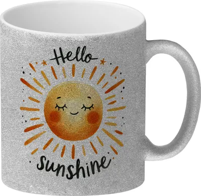 Produktbild von Sonne Freundschaft Glitzer-Kaffeebecher mit Spruch Hello sunshine