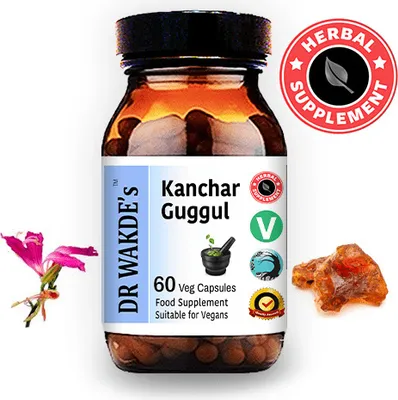 Produktbild von DR WAKDE'S Kanchnar Guggul | 60 Gemsekapseln | Klassische Ayurvedische Formel | Schilddrsenuntersttzung* | Pflanzlich | Vegan | Ganz Natrlich