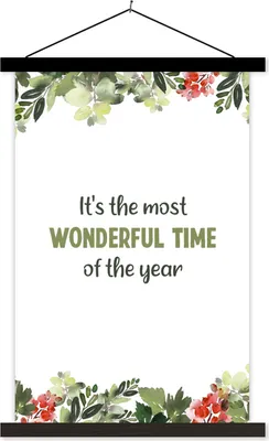 Produktbild von MuchoWow® Textilposter Weihnachten - Zitate - Pflanzen 120x180 cm mit schwarzem Rahmen - Fotos