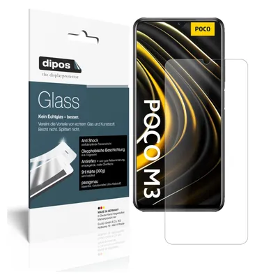 Produktbild von 2x Schutzfolie für Poco M3 matt - Anti-Shock 9H Folie dipos Glass Kunststoffglas