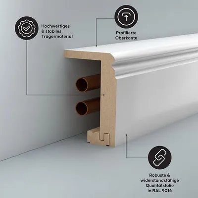 Produktbild von Heizrohrverkleidung 96 x 64 mm RAL 9016 Heizrohr Abdeckleiste Rohrabdeckleiste