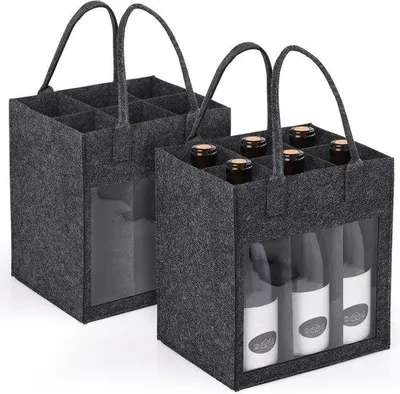 Image de Porte-bouteilles réutilisable pour la bière et le vin, 6 bouteilles, gris foncé