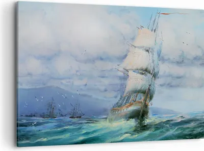 Produktbild von Bild auf Leinwand - Leinwandbild - Meer Segelschiff - 100x70cm - Wand Bild - Wanddeko - Wandbilder - Leinwanddruck - Bilder - Kunstdruck - Wanddekoration - Leinwand bilder - Wandkunst - AA100x70-3782