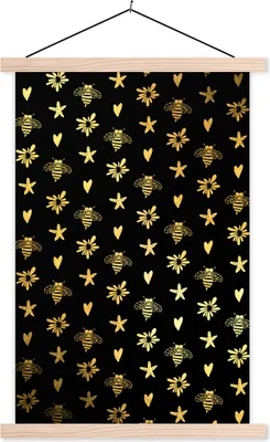Produktbild von MuchoWow® Textilposter Gold - Muster - Form 40x60 cm mit holzfarbenen Rahmen - Poster