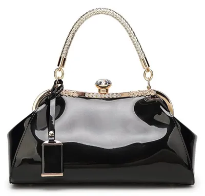 Produktbild von Glänzende Handtasche aus  für Damen, Henkeltasche, Abendtasche, Schultertasche, Hochzeitstasche, Retro-Handtasche