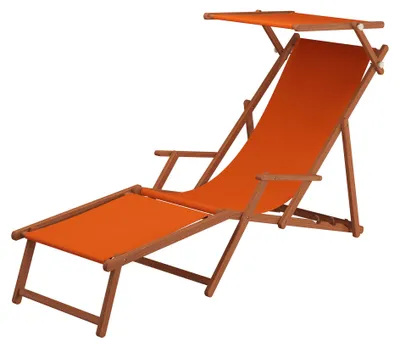Produktbild von Liegestuhl terracotta Sonnenliege Strandstuhl Deckchair Fußablage Kissen Sonnendach 10-309FSKH