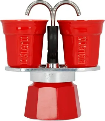 Produktbild von Bialetti - Mini Express Kandisky: Set mit Kaffeemaschine 2 Tassen (90 Ml) + 2 Tassen, Rot, Aluminium