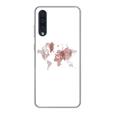 Produktbild von MuchoWow® Handyhülle Schutzhülle Hülle für Samsung Galaxy A30s Weltkarte - Rosa - Farbe Silikon Softcase Handy Hülle - Karteninhaber