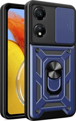 Immagine prodotto di Custodia per Honor X5 Plus, Custodia in silicone TPU Bumper con supporto ad anello, protezione per fotocamera blu