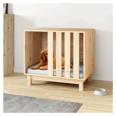 Produktbild von Hundehütte 70x50x62cm Massivholz Kiefer Hundehaus Hundehöhle Hundebett