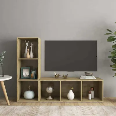 Produktbild von vidaXL TV-Schränke 2 Stk. Sonoma-Eiche 107x35x37 cm Holzwerkstoff