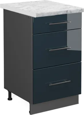 Produktbild von Küchenunterschrank Vicco Fame-Line Dunkelblau Hochglanz 50 cm , AP Marmor, Model 48824