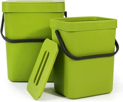 Obrázok produktu pre Sada dvoch bioodpadových kontajnerov DigiRigi® Spesh, plastové, s uzáverom, vhodné na zavesenie, 5 L (16,9 x 12,4 x 24,5 cm) + 3 L (13,8 x 10 x 20,5 cm), zelená farba