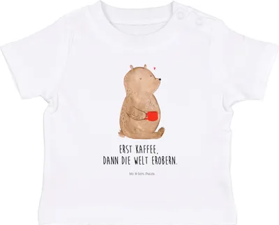 Produktbild von Mr. & Mrs. Panda  T-Shirt Bär Kaffee 6. - 12. Monat - Weiß - Geschenk, Bären, Motivation, Teddy, Guten Morgen, Baby Shirt, Top, Kinder Oberteil, Babyshirt, Coffee
