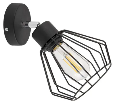 Produktbild von KAR-LIGHTING Wandleuchte 1-flammig Schwarz, Metall – für Flur, Wohnzimmer & Schlafzimmer, kompakt, LED-geeignet