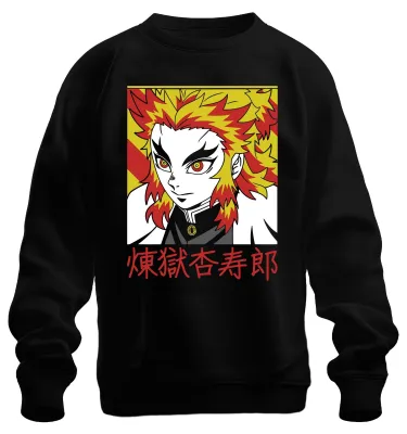 Produktbild von Rengoku Kyojuro Kimetsu no Yaiba Anime Flammenhaar Geschenk Sweatshirt Pullover, Schwarz, S