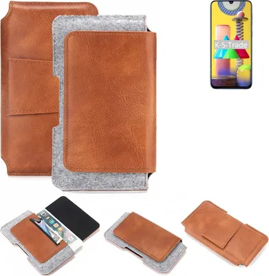 Produktbild von K-S-Trade Handyhülle Schutzhülle kompatibel mit Samsung Galaxy M31 Gürteltasche Holster Gürtel Tasche Smartphone Tasche Handy Hülle Polyurethan+ Filz,