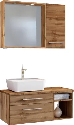 Produktbild von Held Möbel Waschtisch-Set Davos 90 cm -B- (links) Wotaneiche/Wotaneiche