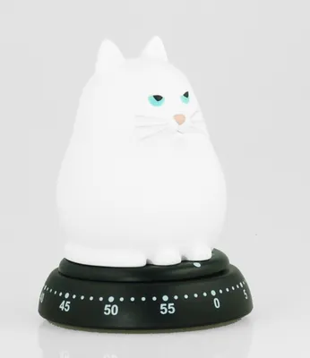 Timer Katze Weiß, Kunststoff, 1 Stück