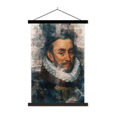 Produktbild von MuchoWow® Textilposter Wilhelm von Oranien - Adriaen Thomasz - Zeitungsartikel 60x90 cm mit schwarzem Rahmen - Poster Wohnzimmer