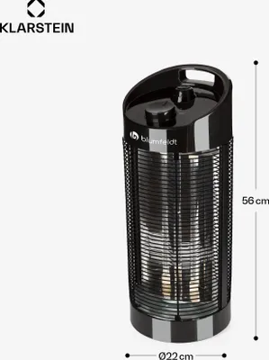 Obrázek produktu pro Klarstein infrazářič, ohřívač do interiéru s 360° oscilací, volně stojící infrazářič, bezpečný elektrický ohřívač, energeticky úsporný ohřívač s IPX4, terasový ohřívač, 1200 W