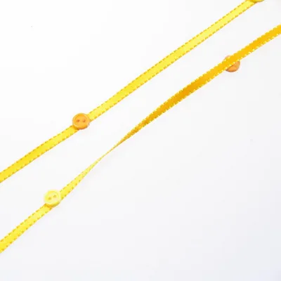Produktbild von Dekoband - Satin - "Button on Ribbon" -  4mm - 10m - col. 10 gelb - 97303-4-10-10