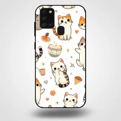 Produktbild von Smartphonica Handytasche für Samsung Galaxy A21s mit Katzendruck - TPU Rückseite Abdeckung Fall Katzen Design