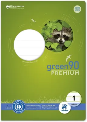 Produktbild von Schulheft Green A4 liniert Lineatur 1 16 Blatt Packung mit 10 Stück