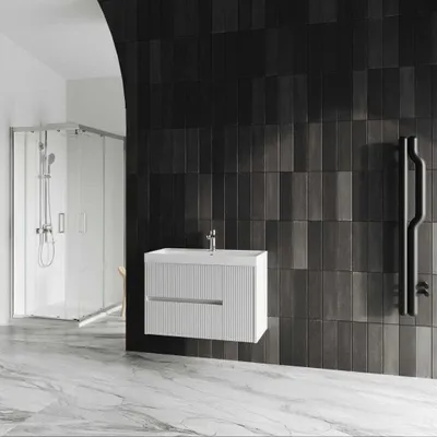 Immagine prodotto di Mobile bagno sospeso da 80cm bianco opaco cannettato | Cortina