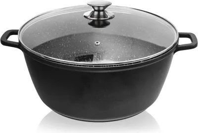 Image de ORION Casserole en fonte d'aluminium Casserole avec couvercle en verre GRANIT 32 cm | 9,7 l gaz induction