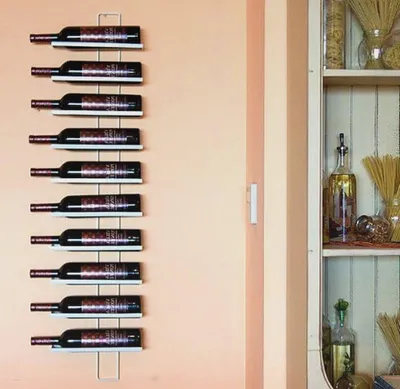 Produktbild von Weinregal Dies White 116 cm aus Metall für 10 Flaschen Flaschenständer Wandregal