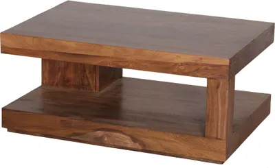 Produktbild von Couchtisch Sheesham Massiv-Holz 90 x 60 x 40 cm | Wohnzimmer-Tisch Design dunkel-braun | Landhaus-Stil Beistelltisch Natur-Produkt | Wohnzimmermöbel Unikat modern | Massivholzmöbel Echtholz