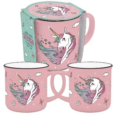 Produktbild von Sheepworld Kinderbecher Einhorn Motiv aus Porzellan, 350 ml, H 8,4 cm, Ø 9 cm, mikrowellen- & spülmaschinengeeignet